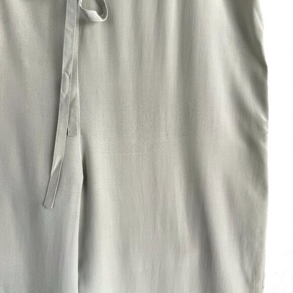 Gala Wide Leg High Rise 100% Silk Satin Pants Womens S Green Neutral - Picture 6 of 10